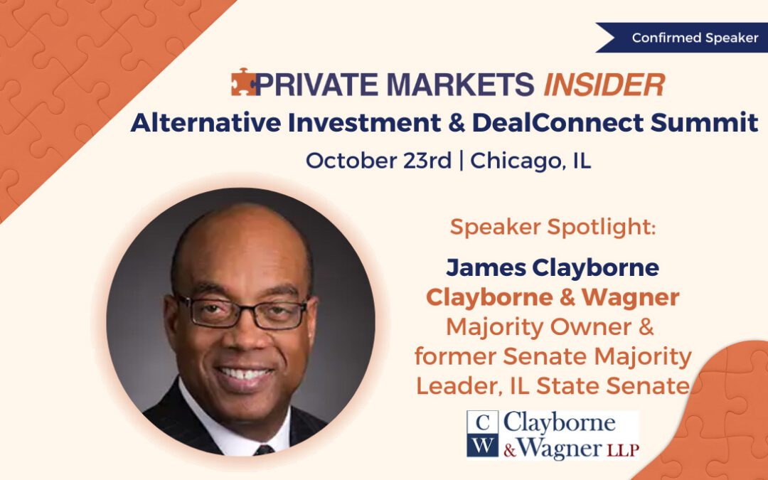 Graphic Promoting James Clayborne speaking at the Alternative Investment & DealConnect Summit